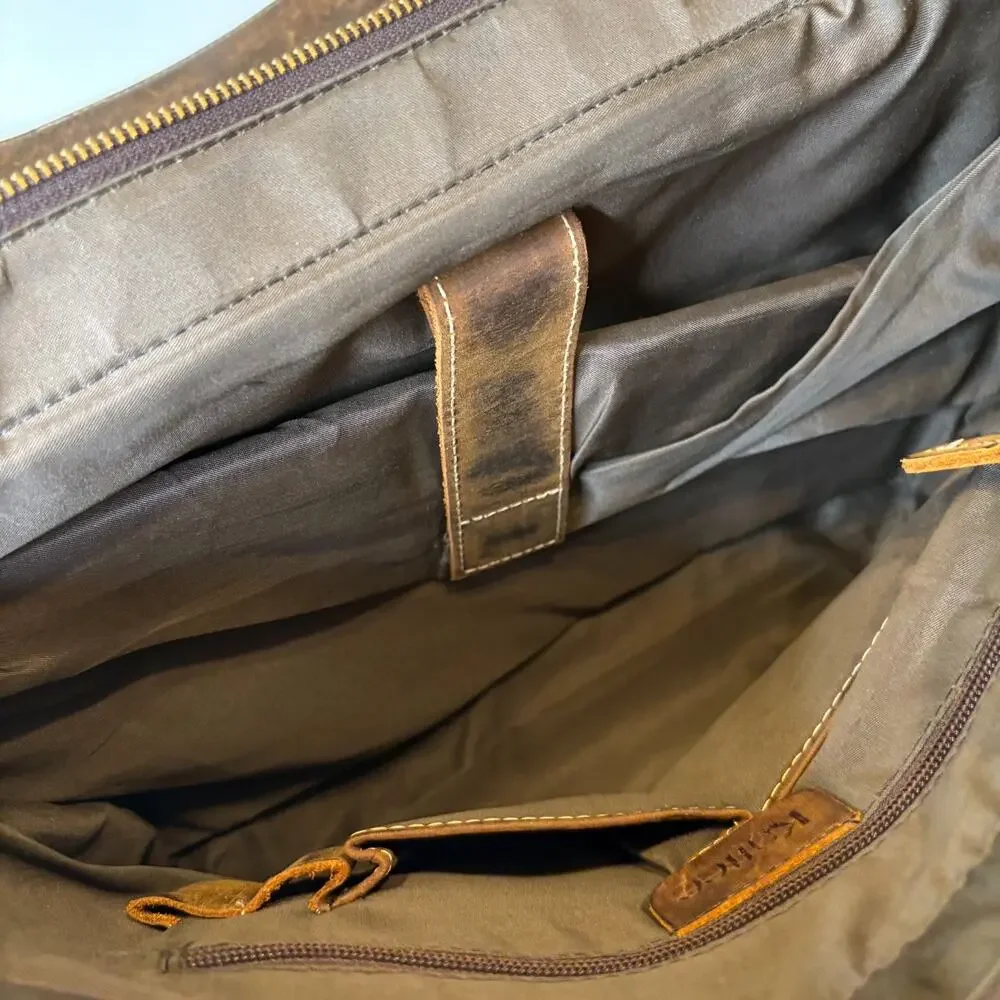 Kattee Leather Messenger Bag Briefcase Laptop Satchel Brown Distressed Vintage